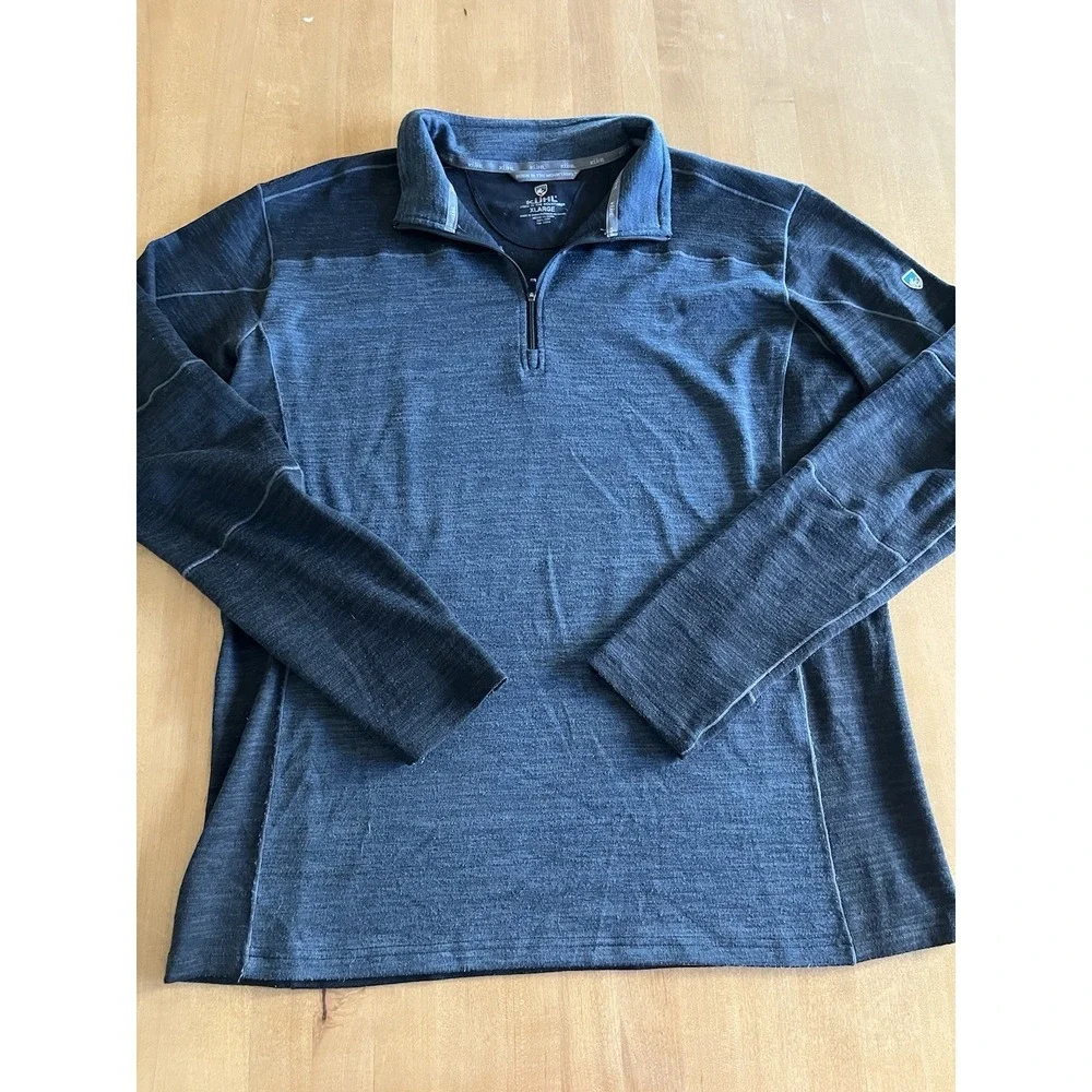 Kuhl Mens Size XL 1/4‎ Zip Pullover Performance Shirt Long Sleeve 2-Tone Blue